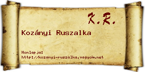 Kozányi Ruszalka névjegykártya